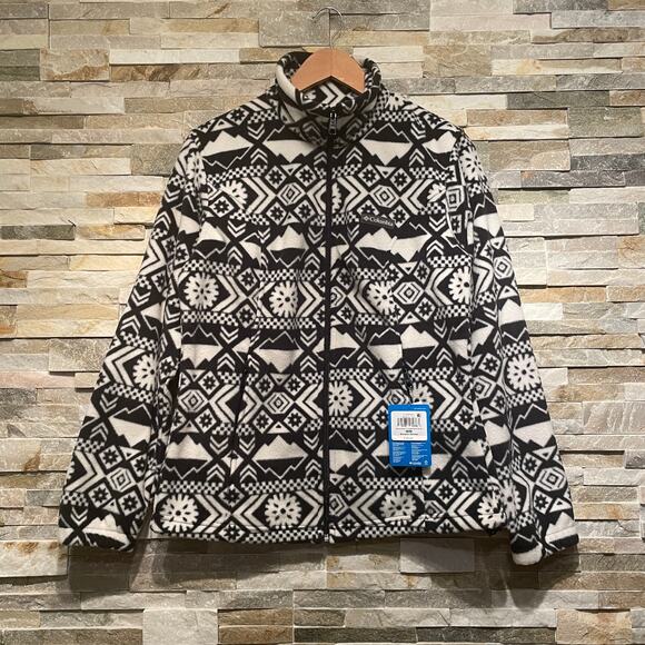 Columbia Women’s M Mount Cannon Printed Fleece Jacket | Black White Aztec NWT - Picture 9 of 9